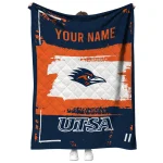 customized utsa roadrunners grunge patch orange white quilt blanket best selling