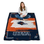 customized utsa roadrunners grunge patch orange white quilt blanket best selling