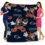customized utsa roadrunners mickey football orange quilt blanket best selling