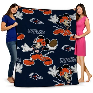 customized utsa roadrunners mickey football orange quilt blanket best selling