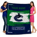 customized vancouver canucks grunge patch blue white quilt blanket best selling