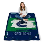 customized vancouver canucks grunge patch blue white quilt blanket best selling