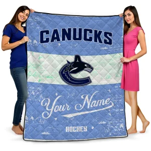 customized vancouver canucks pinstripe lines blue white quilt blanket best selling