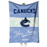 customized vancouver canucks pinstripe lines blue white quilt blanket best selling