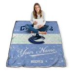 customized vancouver canucks pinstripe lines blue white quilt blanket best selling