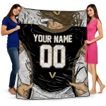 customized vanderbilt commodores player sketch black gray quilt blanket best selling