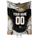 customized vanderbilt commodores player sketch black gray quilt blanket best selling