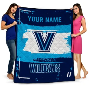 customized villanova wildcats grunge patch navy white quilt blanket best selling