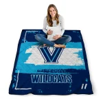 customized villanova wildcats grunge patch navy white quilt blanket best selling