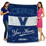 customized villanova wildcats hibiscus burst navy white quilt blanket best selling