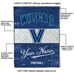 customized villanova wildcats hibiscus burst navy white quilt blanket best selling