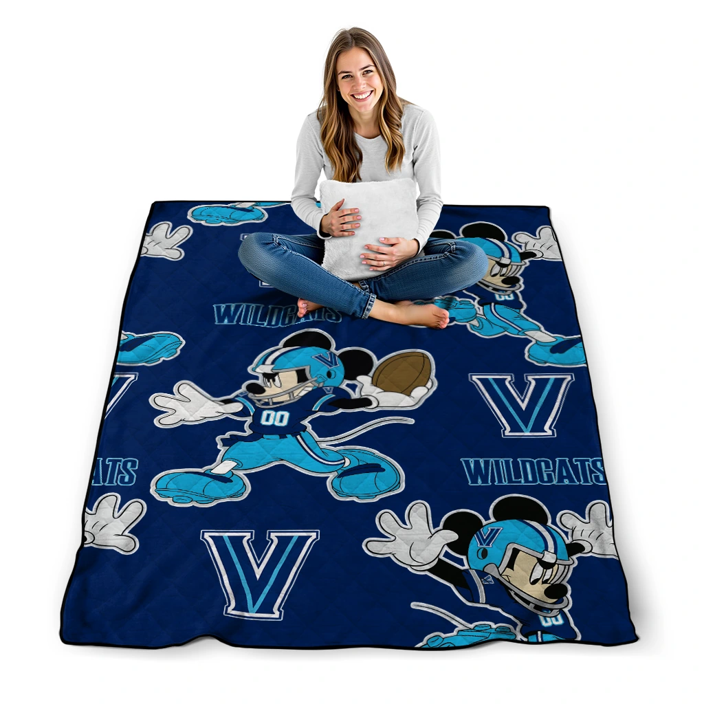 customized villanova wildcats mickey football navy quilt blanket high quality customized villanova wildcats mickey football navy quilt blanket high quality
