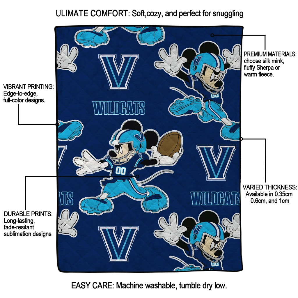 customized villanova wildcats mickey football navy quilt blanket latest model customized villanova wildcats mickey football navy quilt blanket latest model