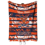 customized virginia cavaliers layered florals blue white quilt blanket best selling