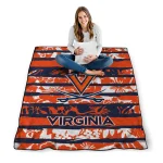 customized virginia cavaliers layered florals blue white quilt blanket best selling