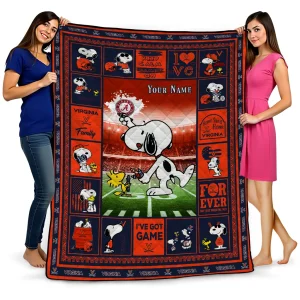 customized virginia cavaliers snoopy coach blue quilt blanket best selling