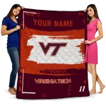 customized virginia tech hokies grunge patch maroon white quilt blanket best selling
