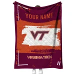customized virginia tech hokies grunge patch maroon white quilt blanket best selling