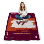 customized virginia tech hokies grunge patch maroon white quilt blanket best selling