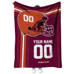 customized virginia tech hokies helmet theme maroon quilt blanket best selling