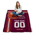 customized virginia tech hokies helmet theme maroon quilt blanket best selling