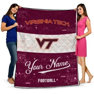 customized virginia tech hokies hibiscus burst maroon white quilt blanket best selling