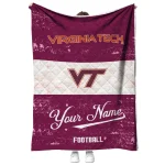 customized virginia tech hokies hibiscus burst maroon white quilt blanket best selling