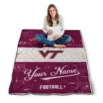 customized virginia tech hokies hibiscus burst maroon white quilt blanket best selling
