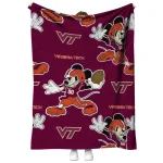 customized virginia tech hokies mickey football maroon quilt blanket best selling