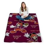 customized virginia tech hokies mickey football maroon quilt blanket best selling