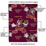 customized virginia tech hokies mickey football maroon quilt blanket best selling