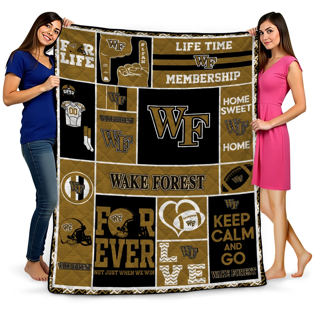 customized wake forest demon deacons helmet passion gold quilt blanket best selling