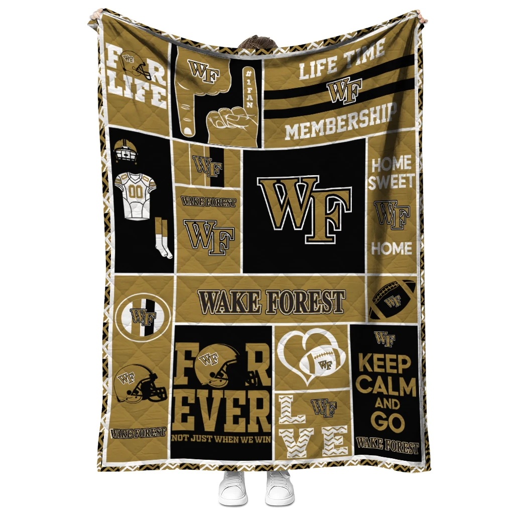 customized wake forest demon deacons helmet passion gold quilt blanket fashion forward