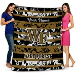 customized wake forest demon deacons layered florals gold white quilt blanket best selling