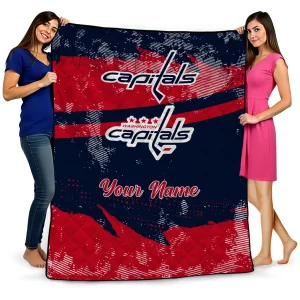 customized washington capitals brushstroke layers blue quilt blanket best selling