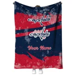 customized washington capitals brushstroke layers blue quilt blanket best selling