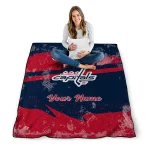 customized washington capitals brushstroke layers blue quilt blanket best selling