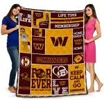 customized washington commanders helmet passion burgundy quilt blanket best selling