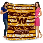 customized washington commanders layered florals burgundy white quilt blanket best selling