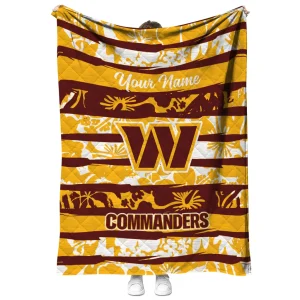 customized washington commanders layered florals burgundy white quilt blanket fashion forward
