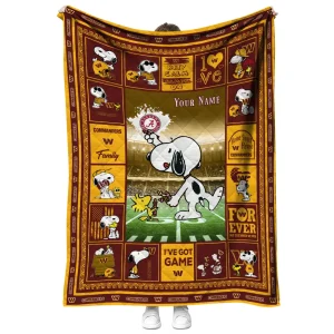 customized washington commanders snoopy coach burgundy quilt blanket fashion forward