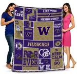 customized washington huskies helmet passion purple quilt blanket best selling