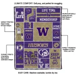 customized washington huskies helmet passion purple quilt blanket best selling