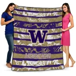 customized washington huskies layered florals purple white quilt blanket best selling