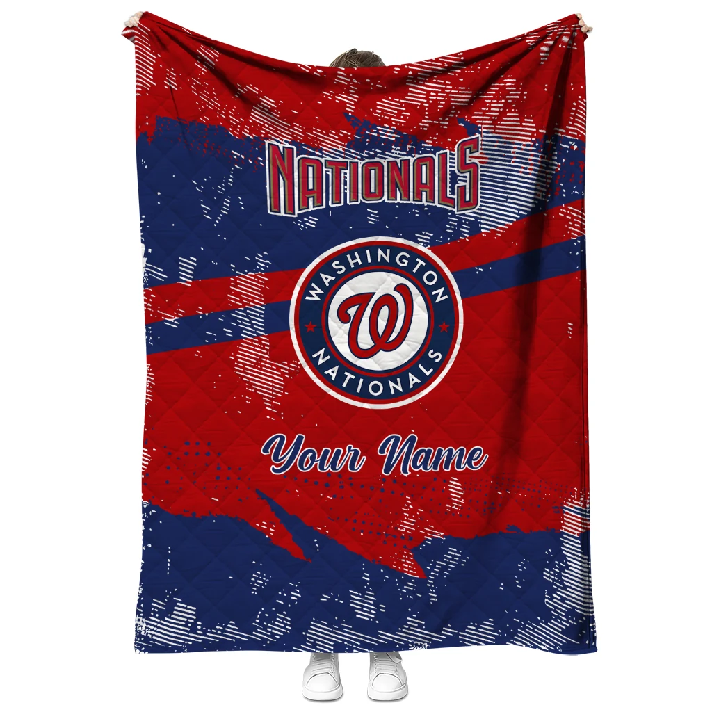 customized washington nationals brushstroke layers red quilt blanket fashion forward