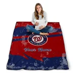 customized washington nationals brushstroke layers red quilt blanket best selling