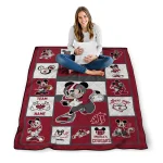 customized washington state cougars mickey crimson white quilt blanket best selling