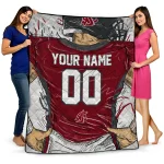 customized washington state cougars player sketch crimson gray quilt blanket best selling