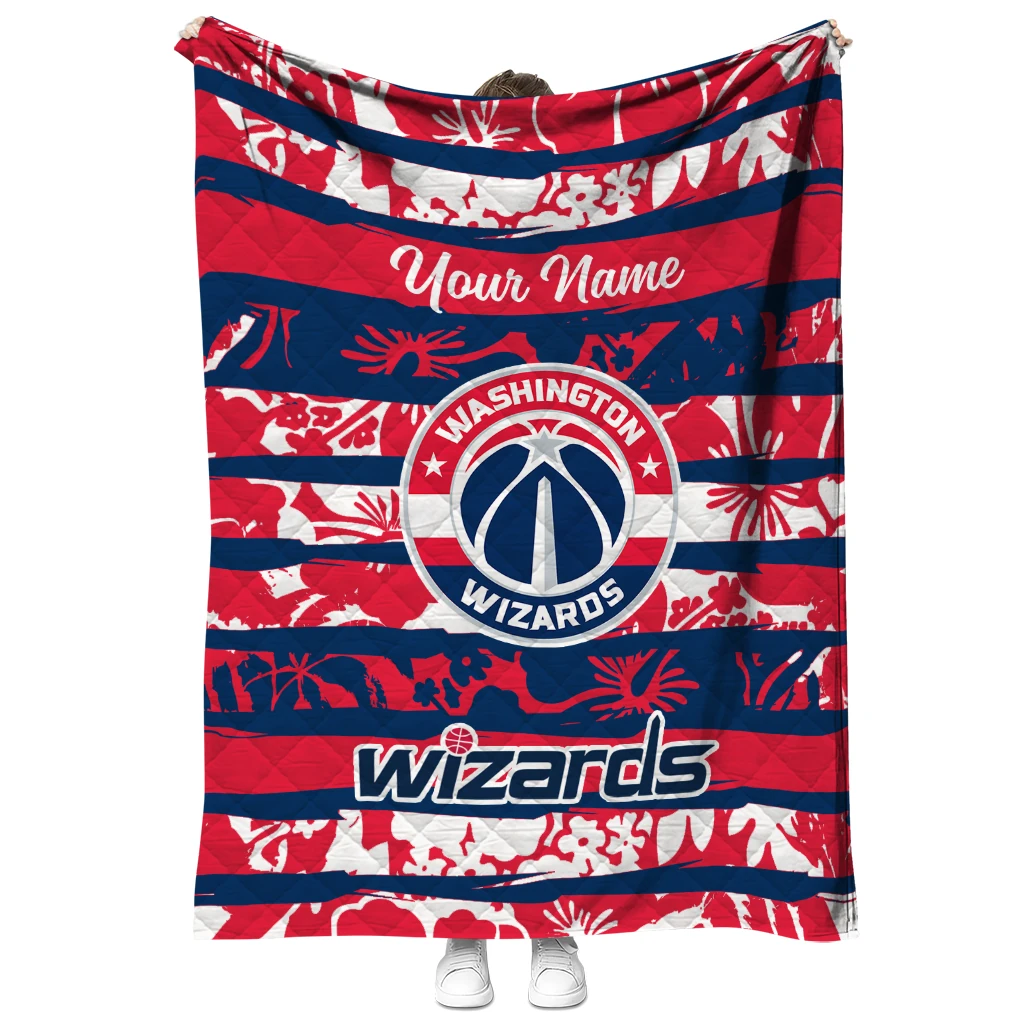 customized washington wizards layered florals blue white quilt blanket fashion forward