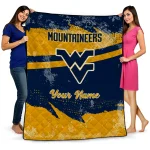 customized west virginia mountaineers brushstroke layers blue quilt blanket best selling
